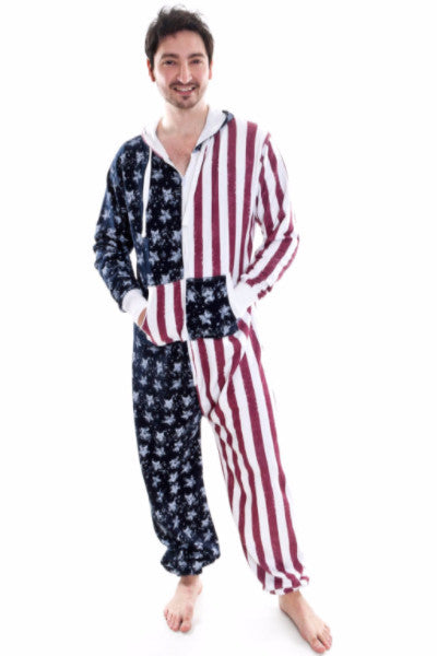 American Stars and Stripes USA Tracksuit Onesie - Onesie Warehouse