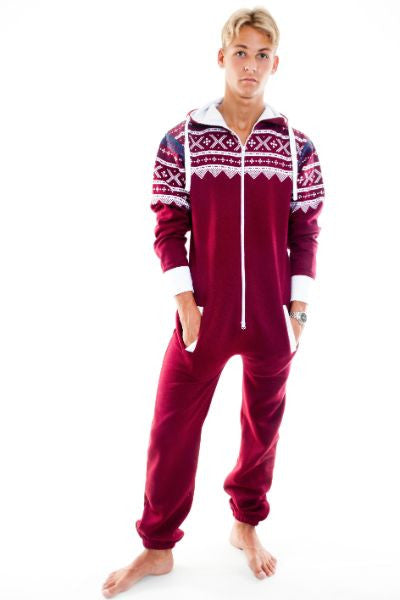 Maroon Aztec Tracksuit Onesie XXL - Onesie Warehouse