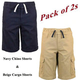 Boys Chino Roll Up Cargo Shorts (pack of two) Navy/Beige